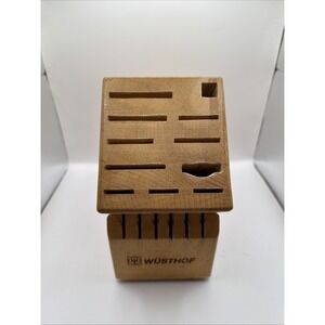 Wusthof 17 Slot Wooden Knife Block Oak Wood Natural Finish Great Condition